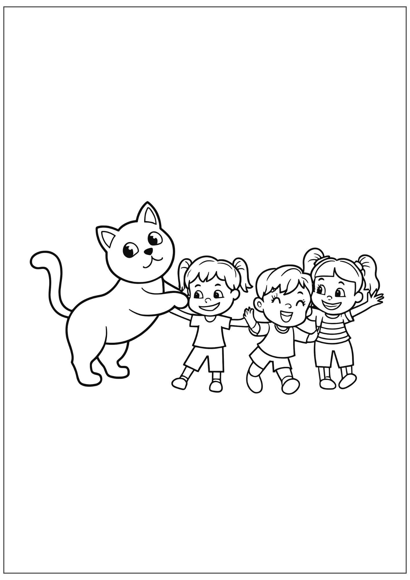 gato jugando con niños