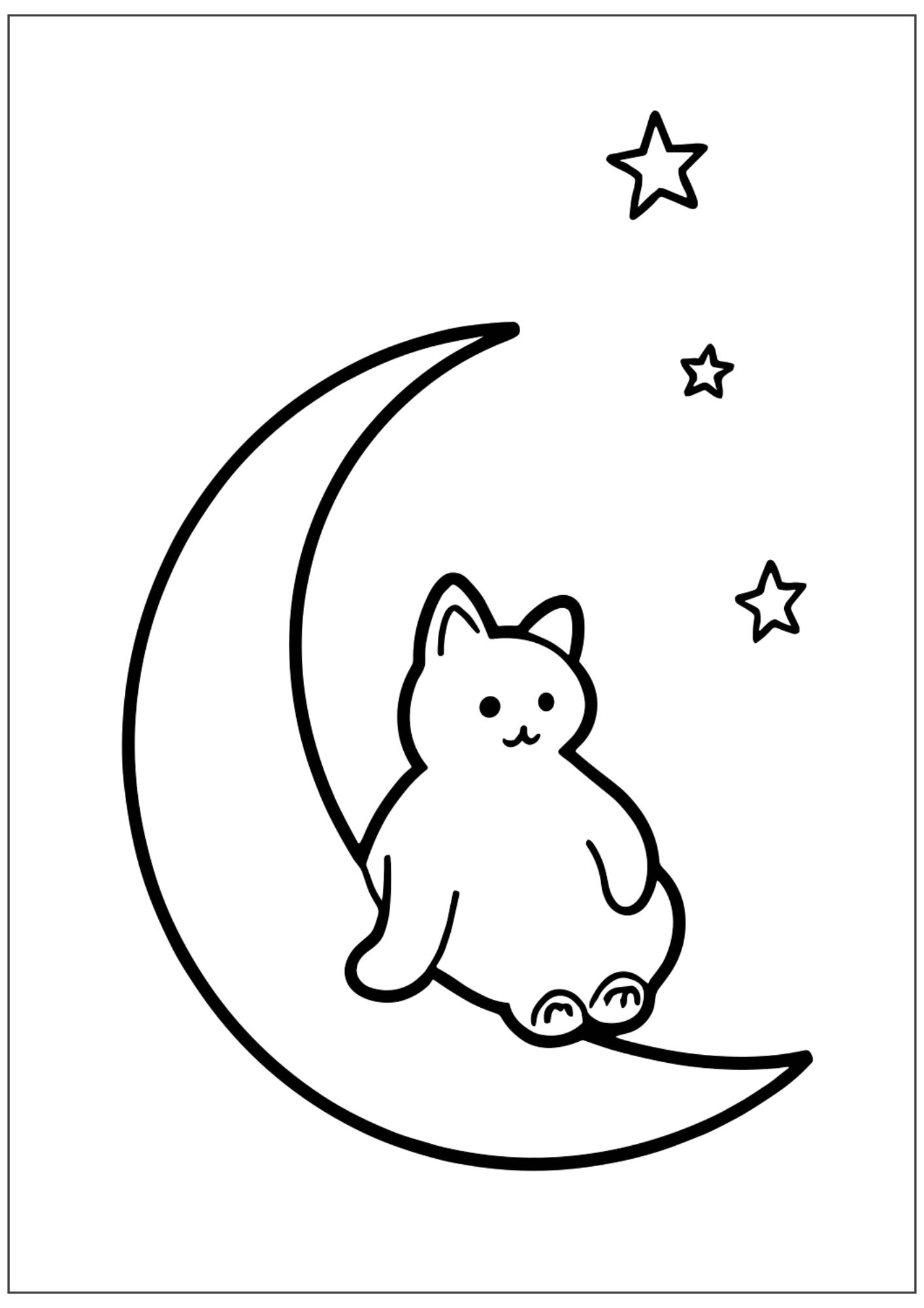 gato sentado en la luna